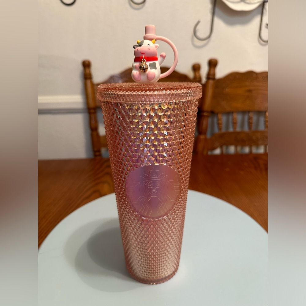 Starbucks studded 24 ounce cold cup Tumbler with straw topper